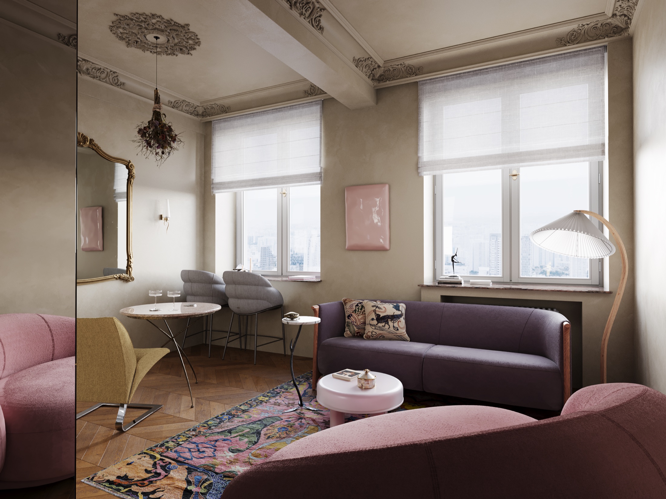 Wide living room composition