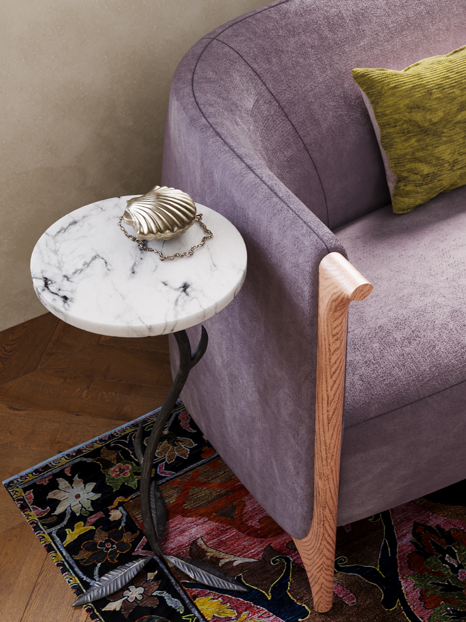 Detail of the armchair and side table