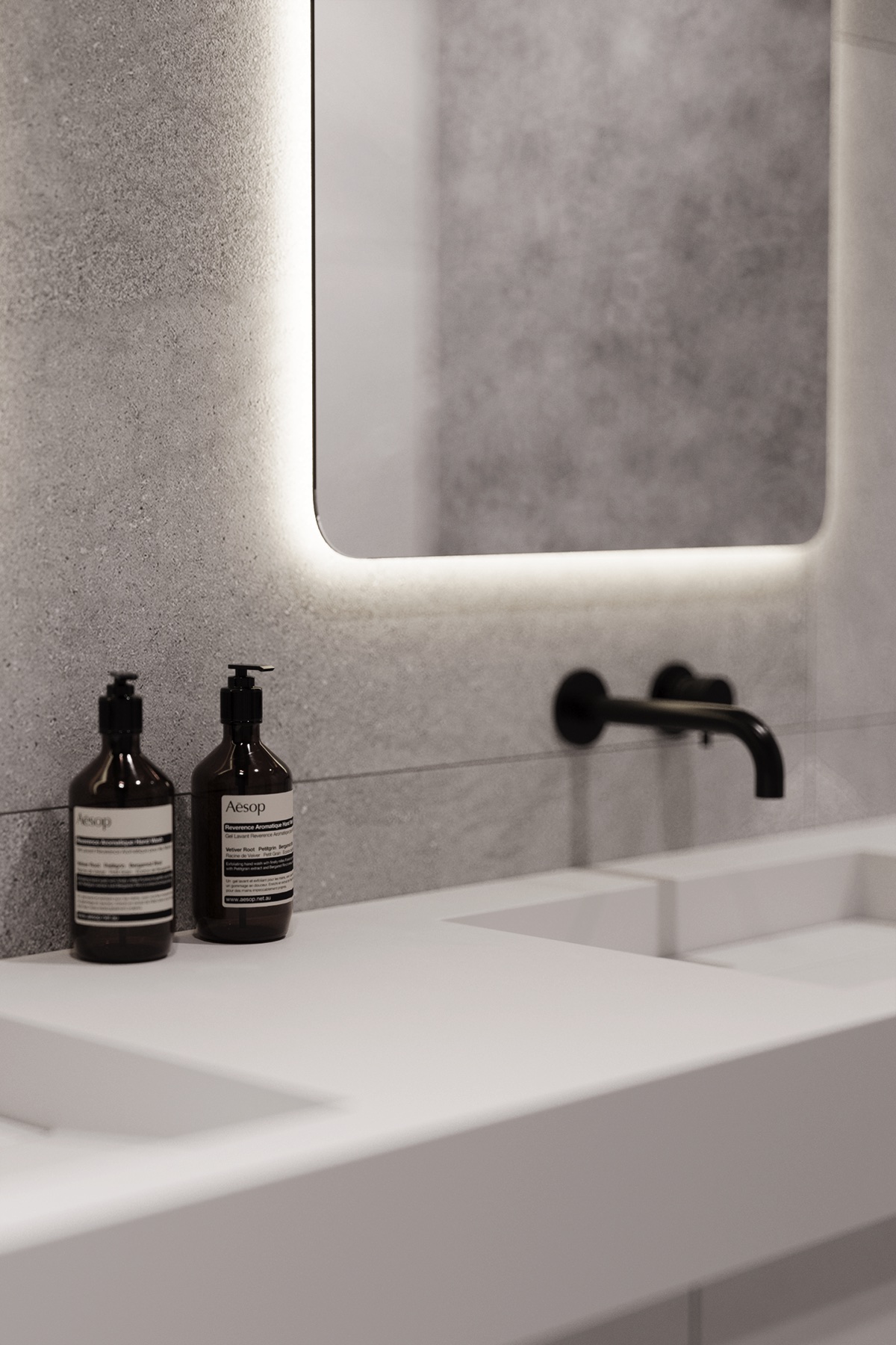 Bathroom basin and mirror detail